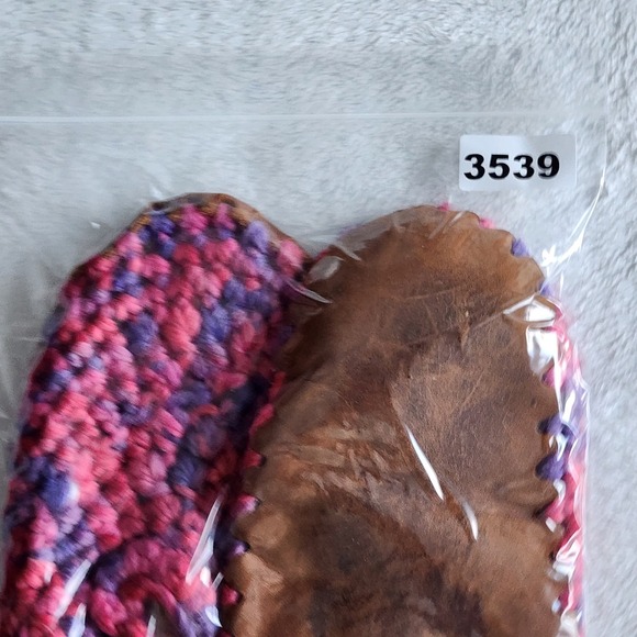 Wool Crochet Slippers Leather Sole Womens Medium Sherpa Wool Lined Cosy Winter - Picture 13 of 13